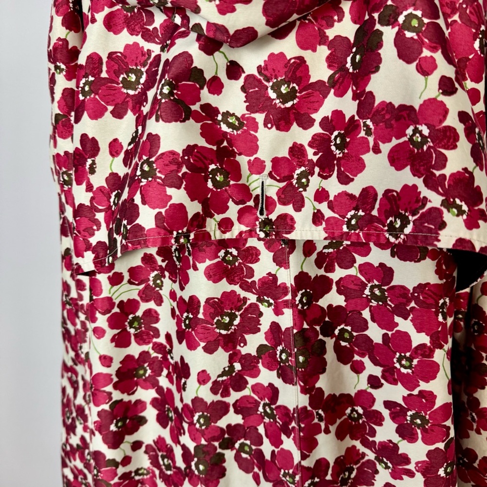Lands' End Floral Trench Coat - Red and White - Picture 6 of 10